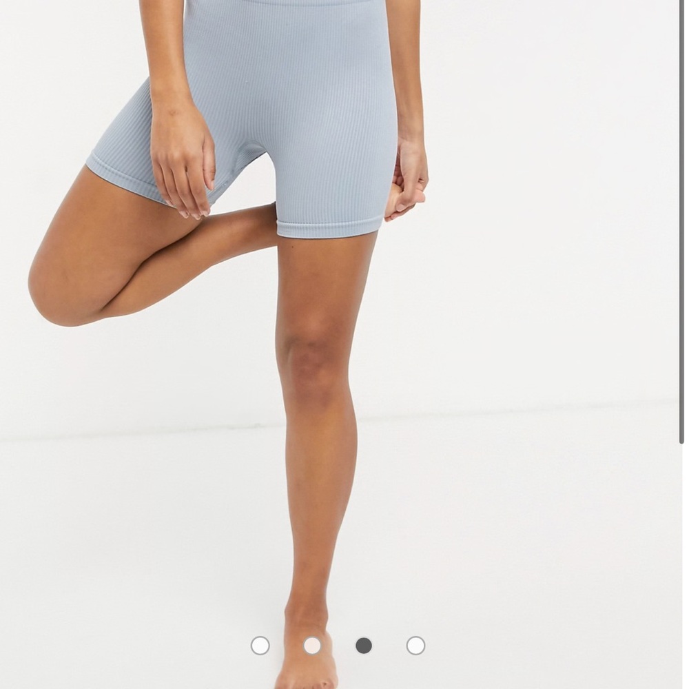ASOS Sky Blue Ribbed Shorts - Picture 3 of 11